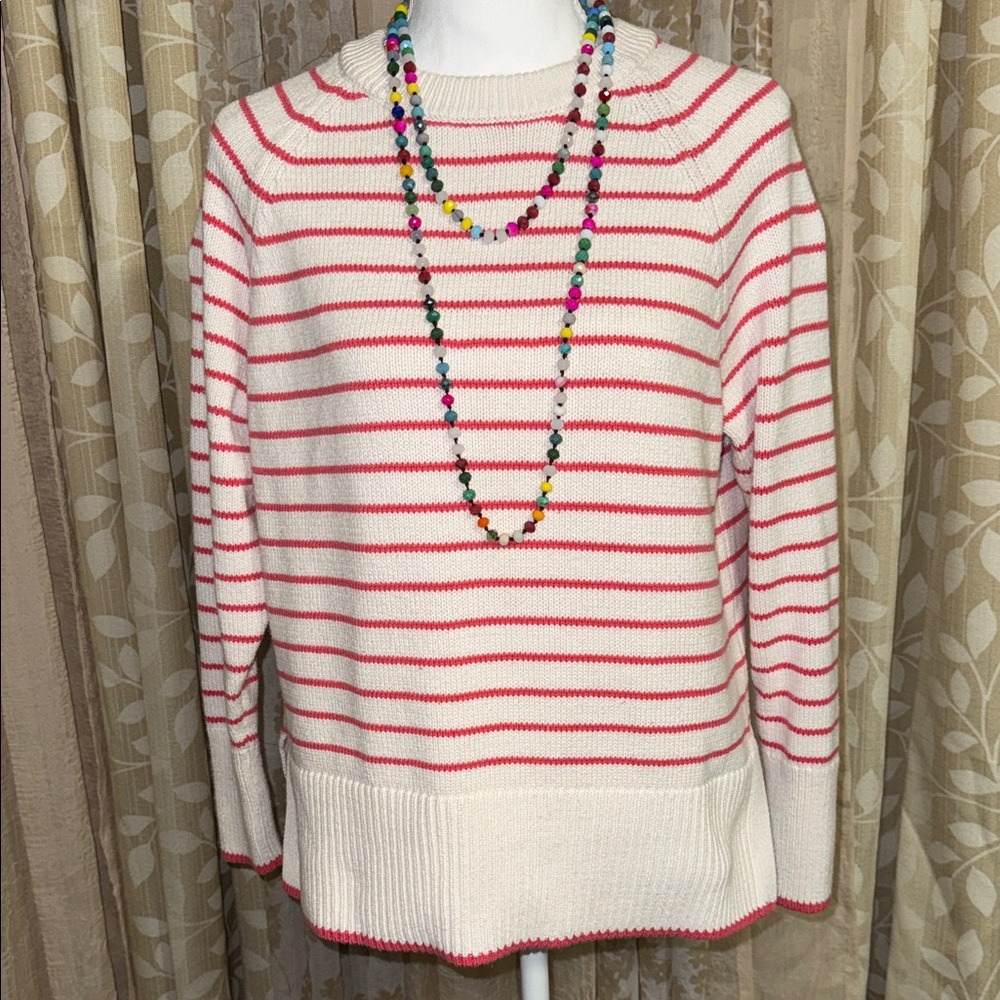 a new day Pink and Cream Striped Sweater